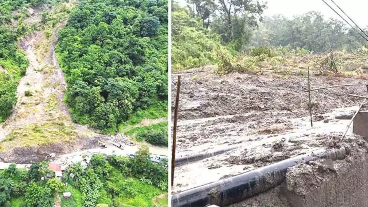 NH29 in Nagaland was hit by a landslide. Credit: X