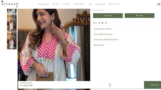 The price of the kurta set Sara Ali Khan wore for her birthday. (seeaash.in)