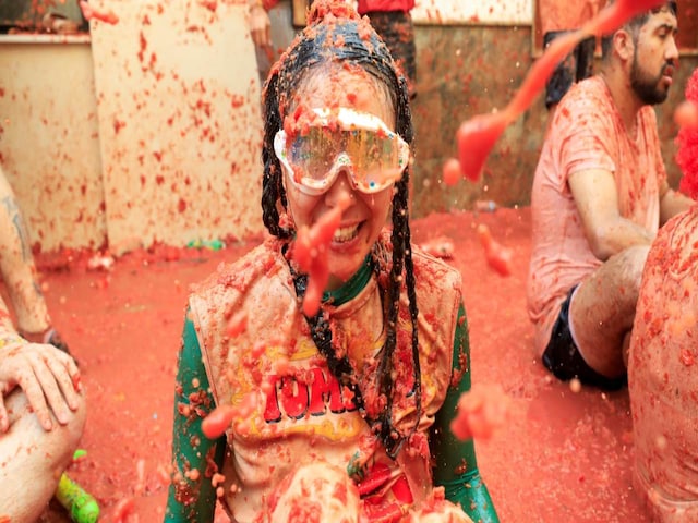 According to the official Tomatina website, the festival originated during a brawl in 1945 when youths trying to get a closer look at a parade knocked down one of the participants. Several people plucked tomatoes from a nearby stand as improvised projectiles until police restored order. (Image: Reuters)